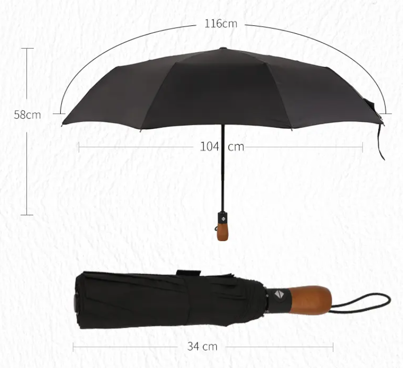 46" Arc High-quality Auto Open Umbrella w Wooden Handle 1