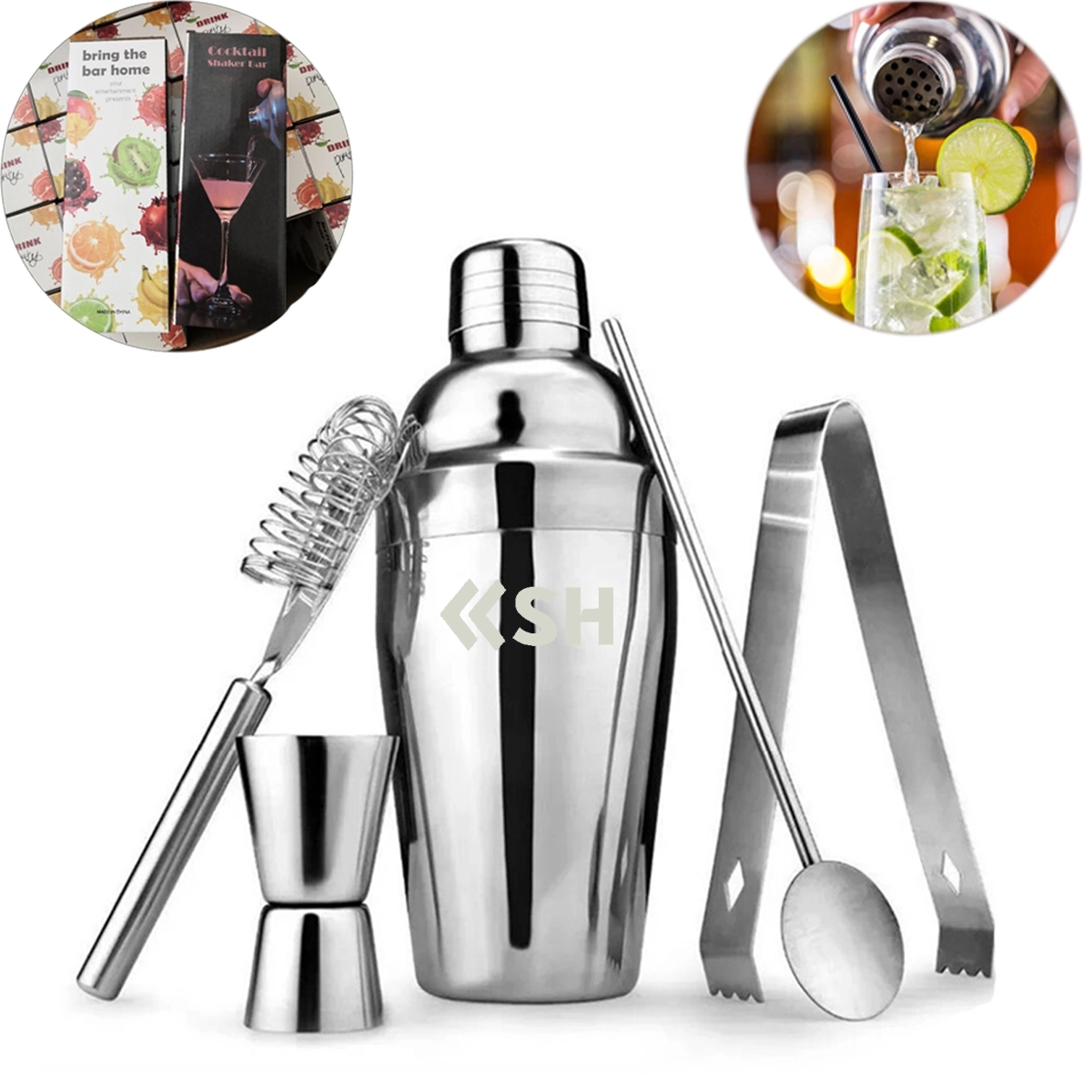 Stainless Steel Cocktail Shaker Maker Set 5Pcs 4