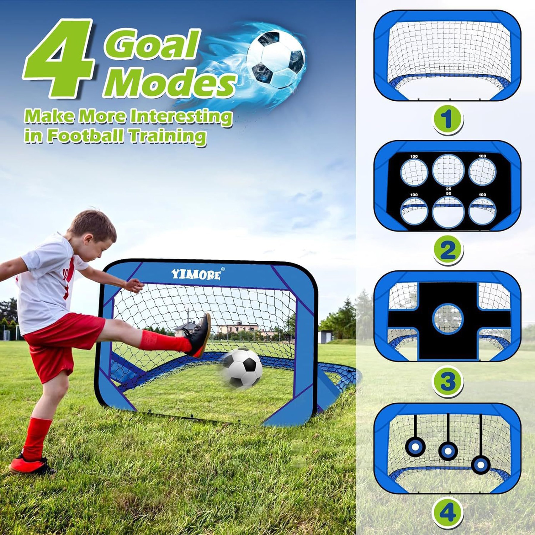 Kids Soccer Goal 4-in-1 Portable Detachable 2