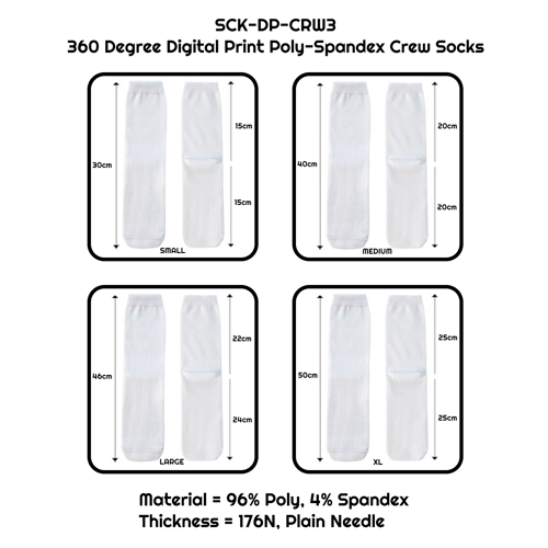 360 Degree Digital Print Poly-Spandex Crew Socks 2