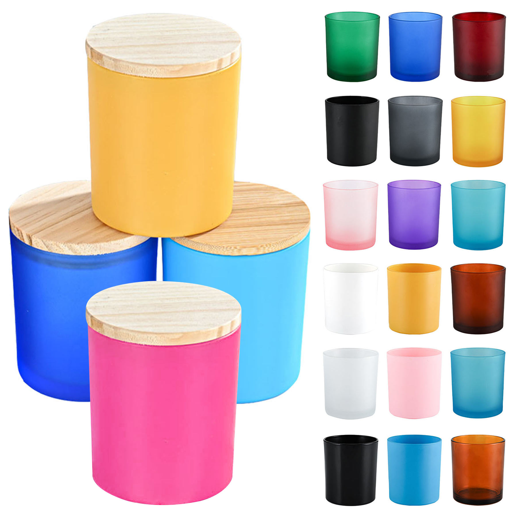Empty Matte Color Glass Candle Jars With Lid 2