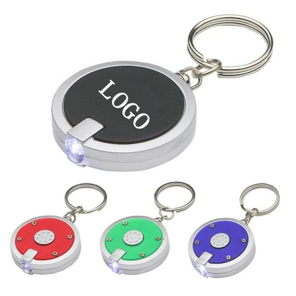 Custom Round Shaped LED Flashlight Keychain 4