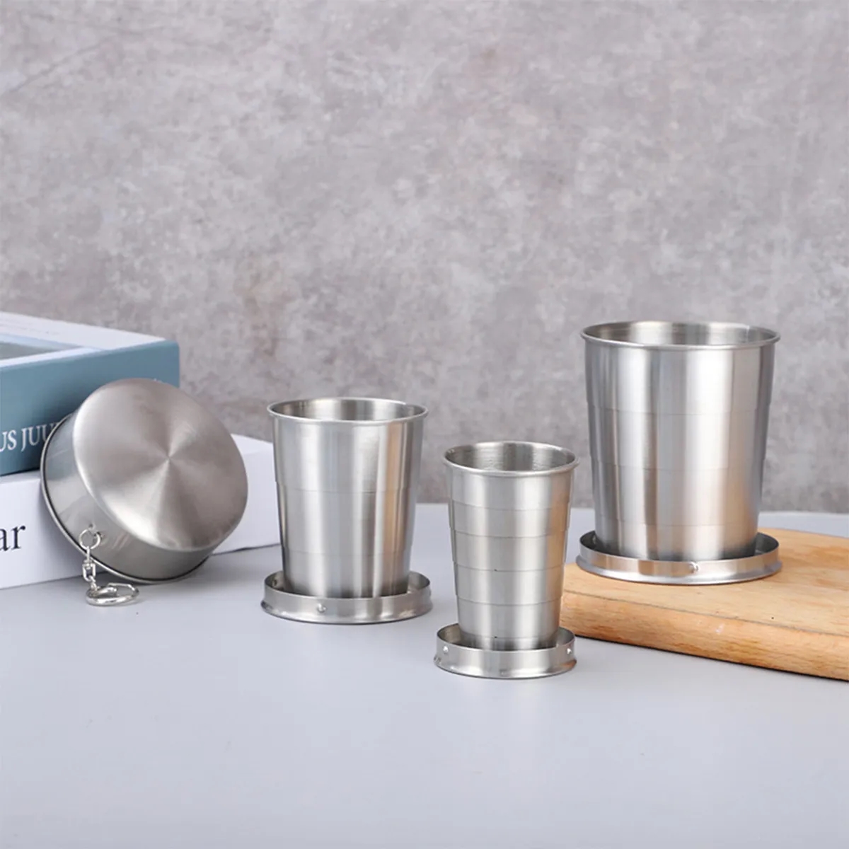 Outdoor Travel Stainless Steel Collapsible Cup Keychain 1