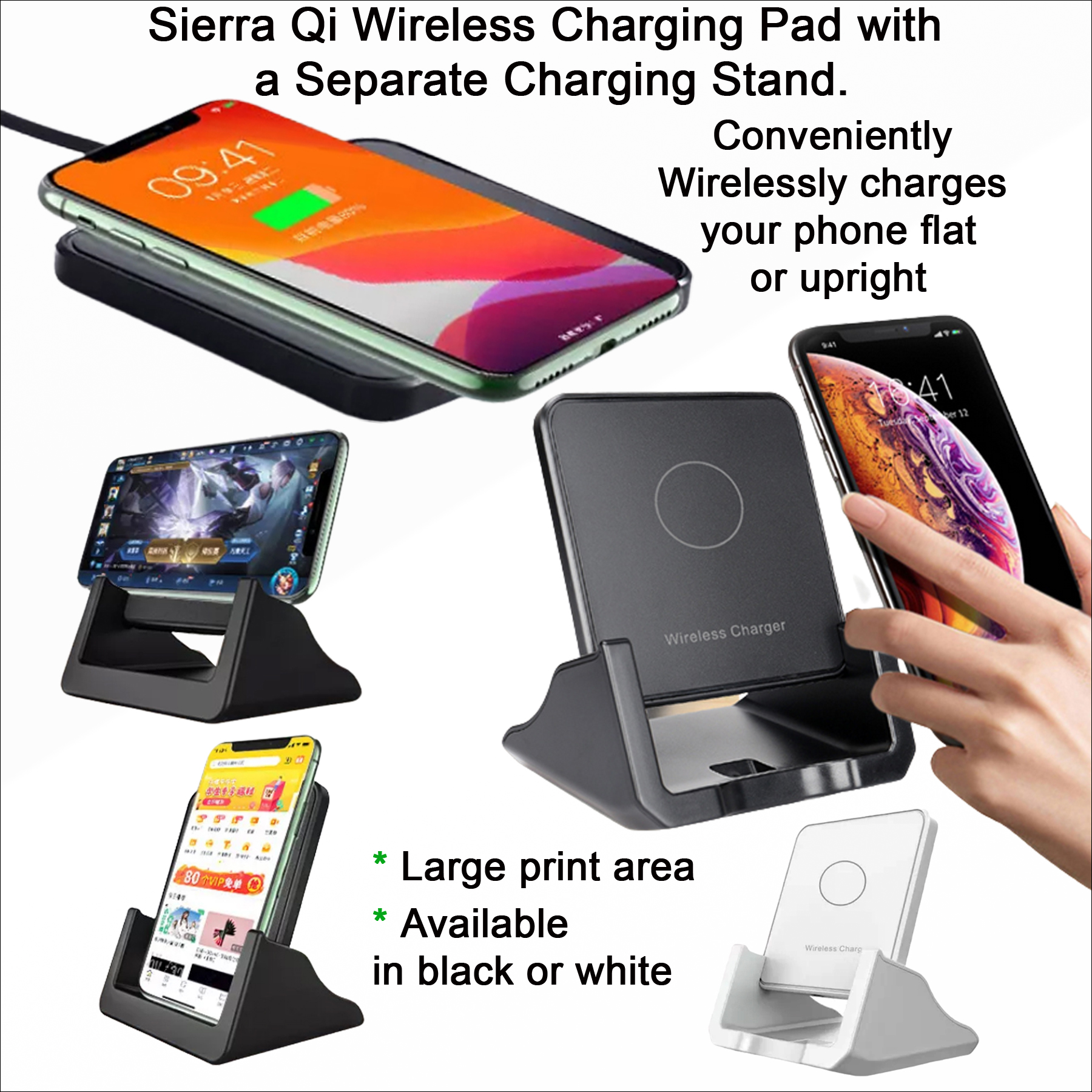Sierra Qi Wireless Charging Pad with a Separate Charging Stand - 10 Watts Fast Charge No Extra Tarif 2