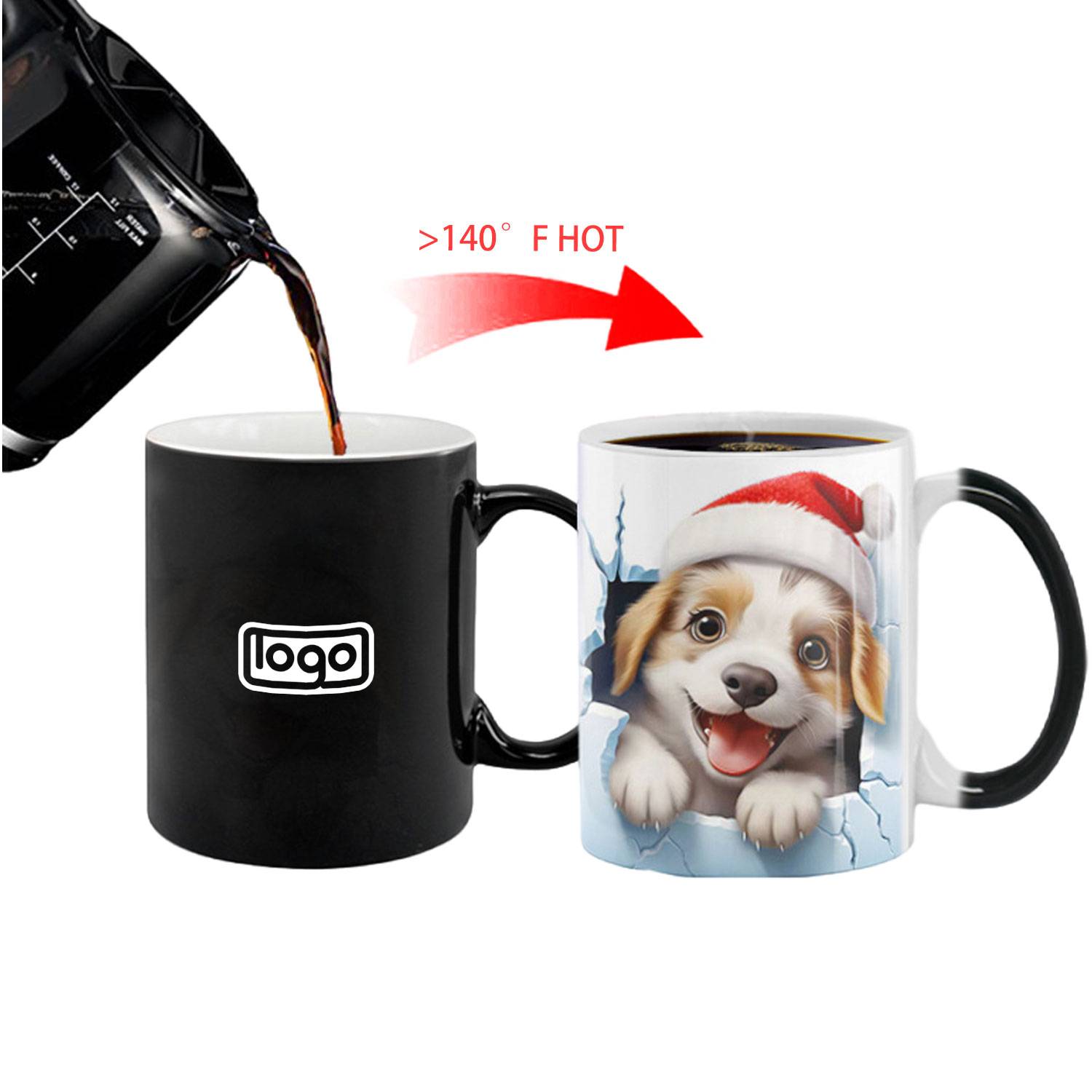 11oz Color Changing Ceramic Mug w/ 3D Dog Pattern 3