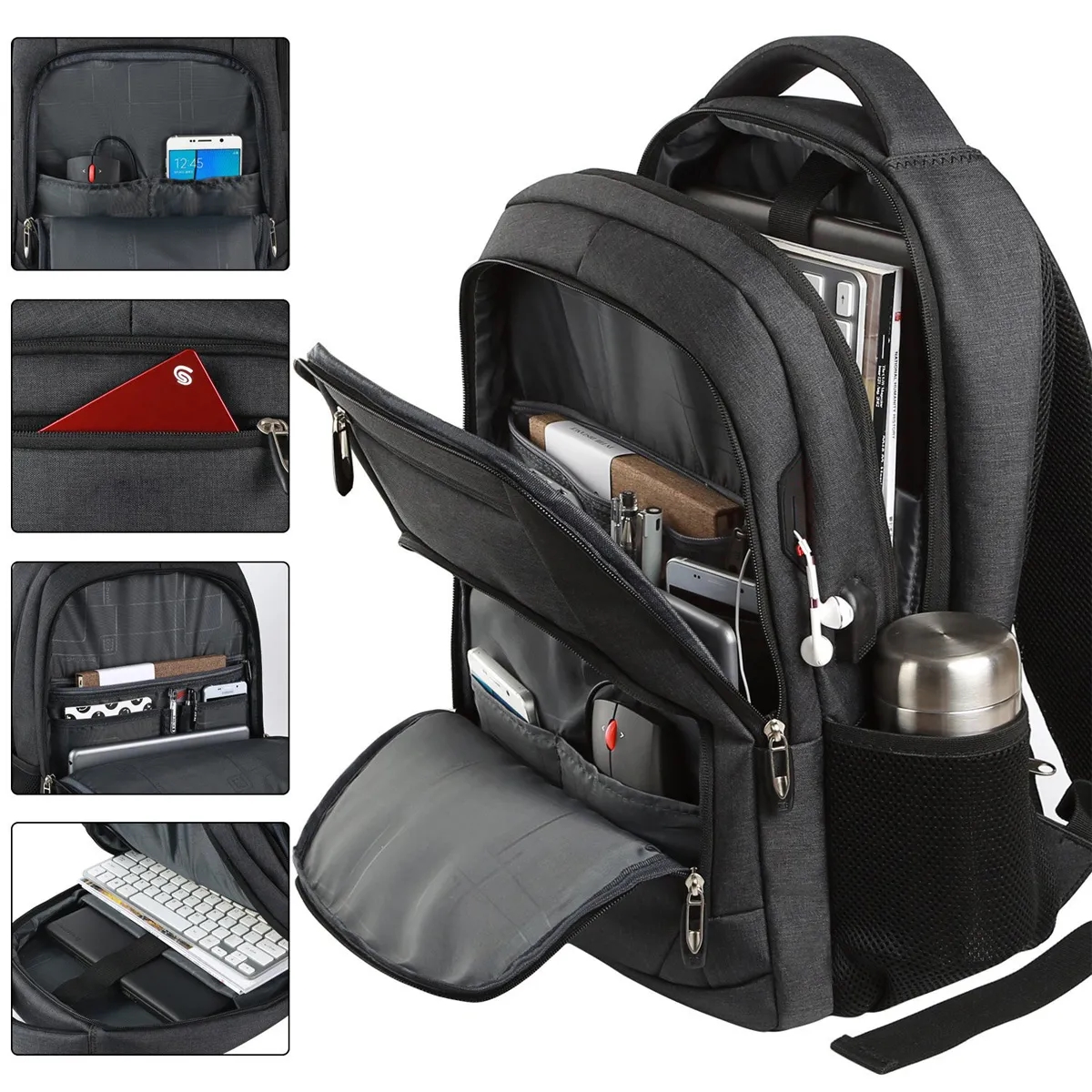 35L Multi-Compartment Laptop Backpack With USB Port 4