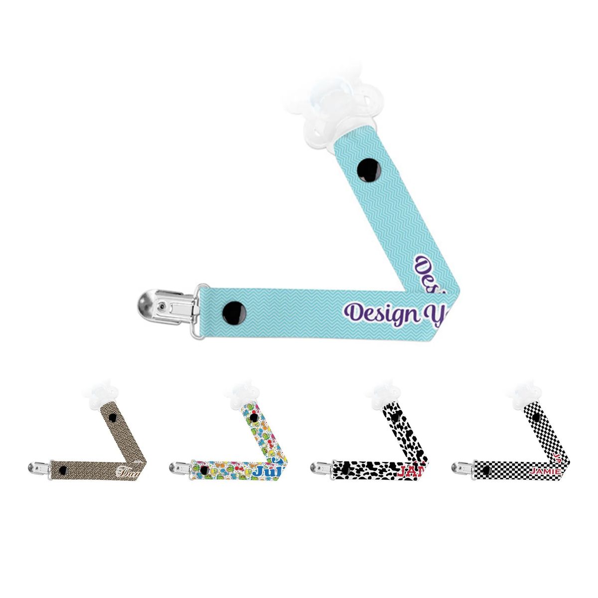 Safe Pacifier Strap with Plastic Teeth Metal Clip 3