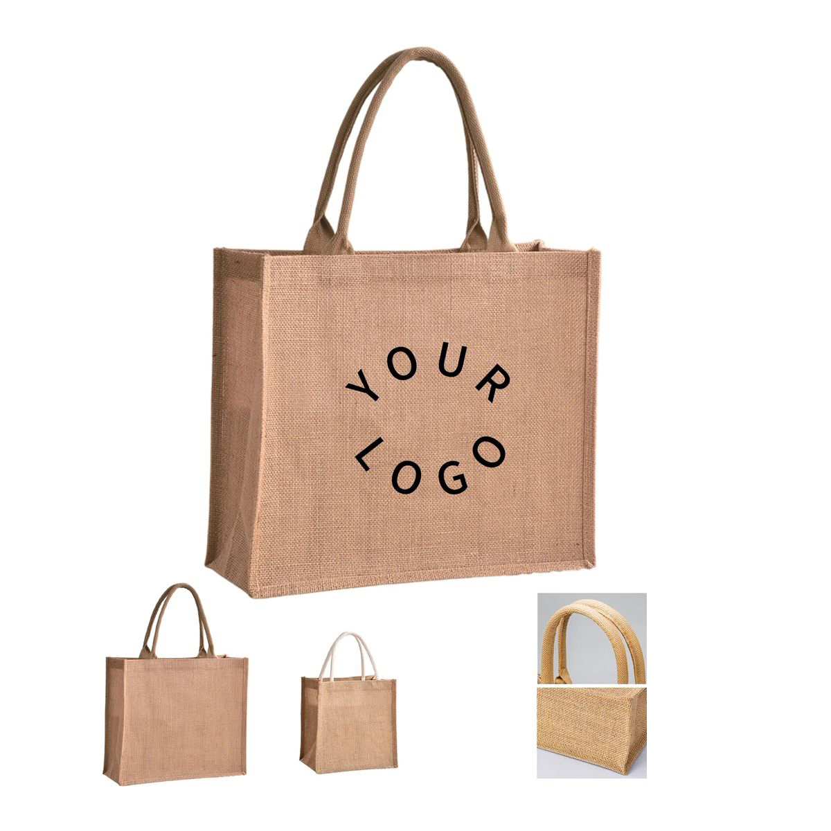 Eco Friendly Jute Linen Tote Bag with Reinforced Lining, custom tote bag with logo imprint 4
