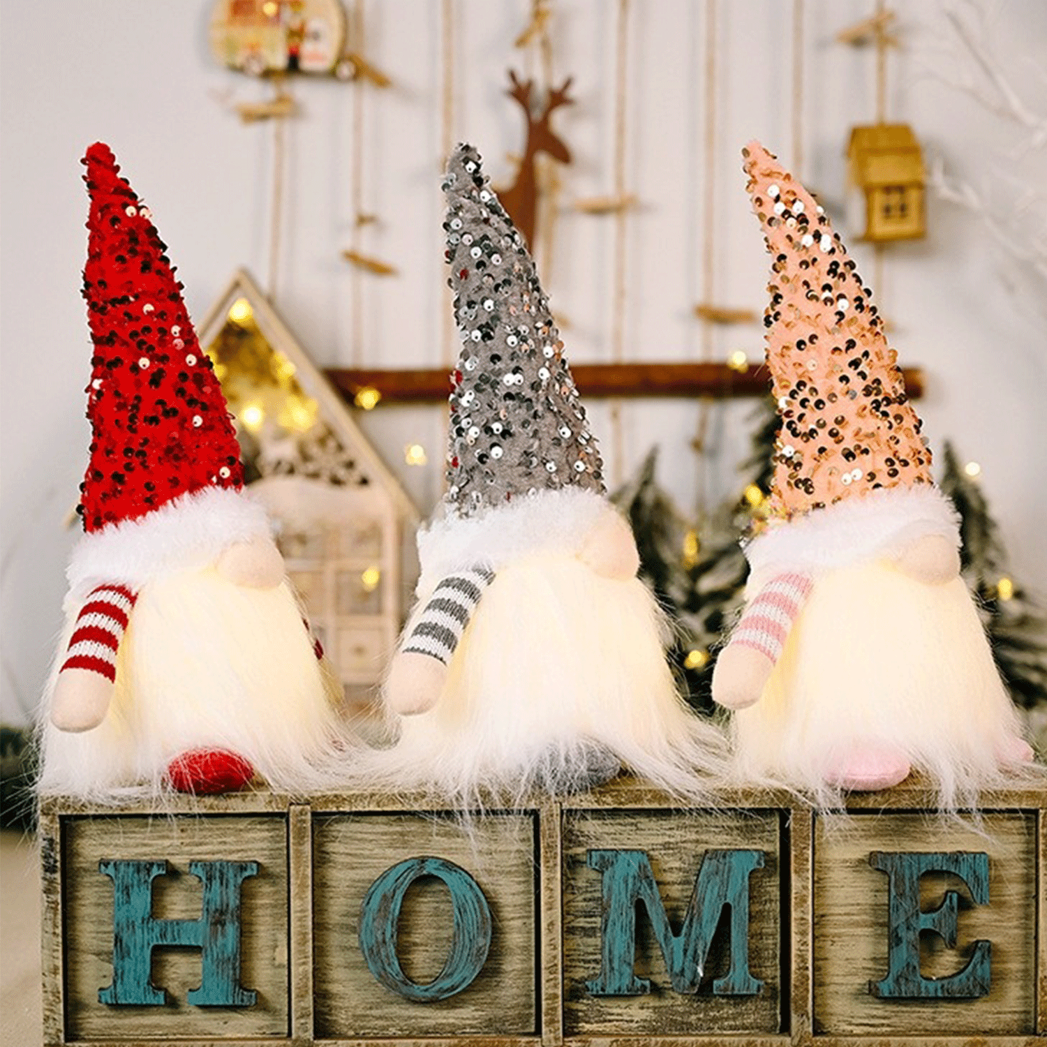 LED-illuminated Lights art faceless Christmas Dwarf Doll 3