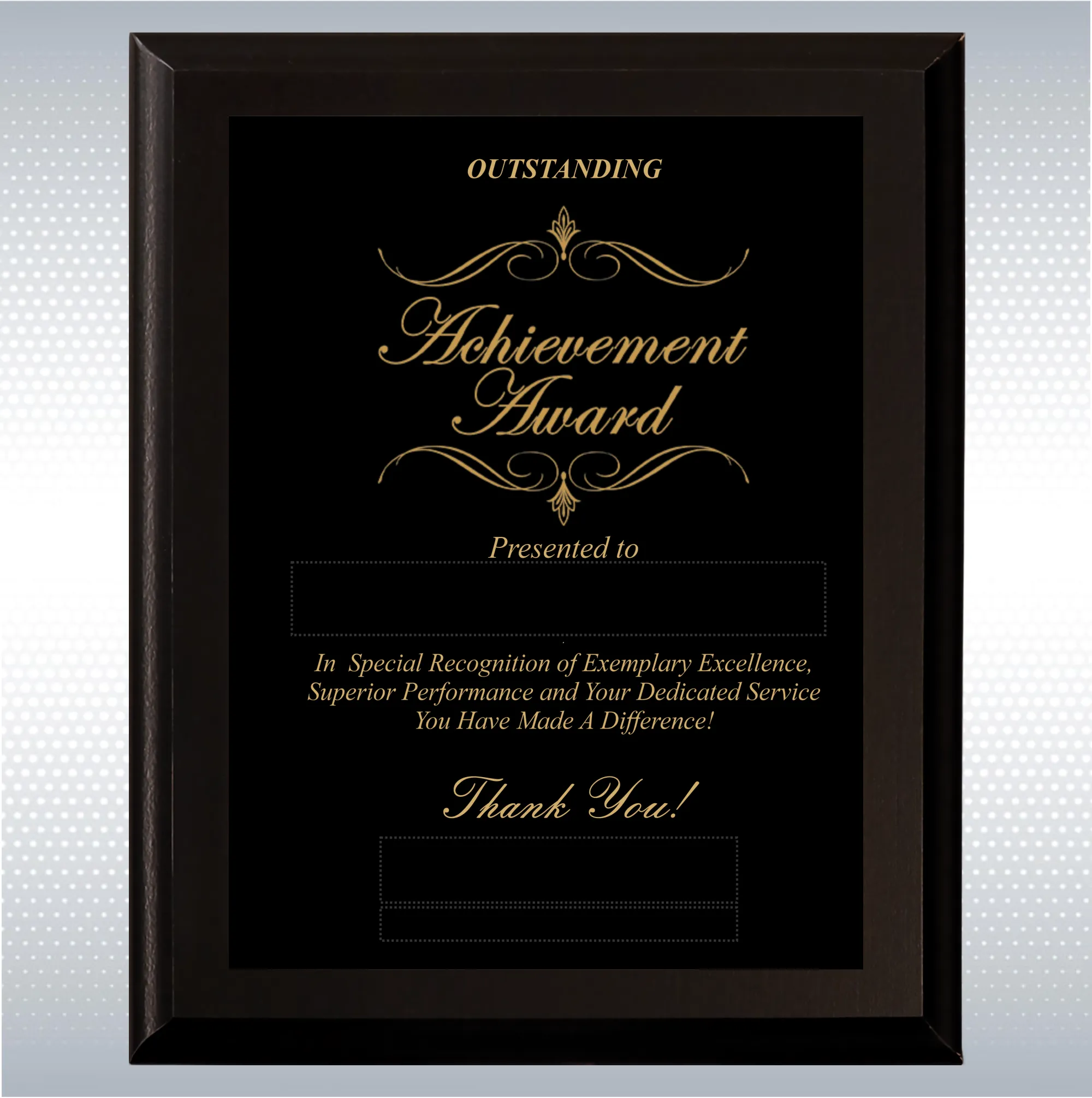 Black Matte Excellence Plaque , Employee Recognition Award 8