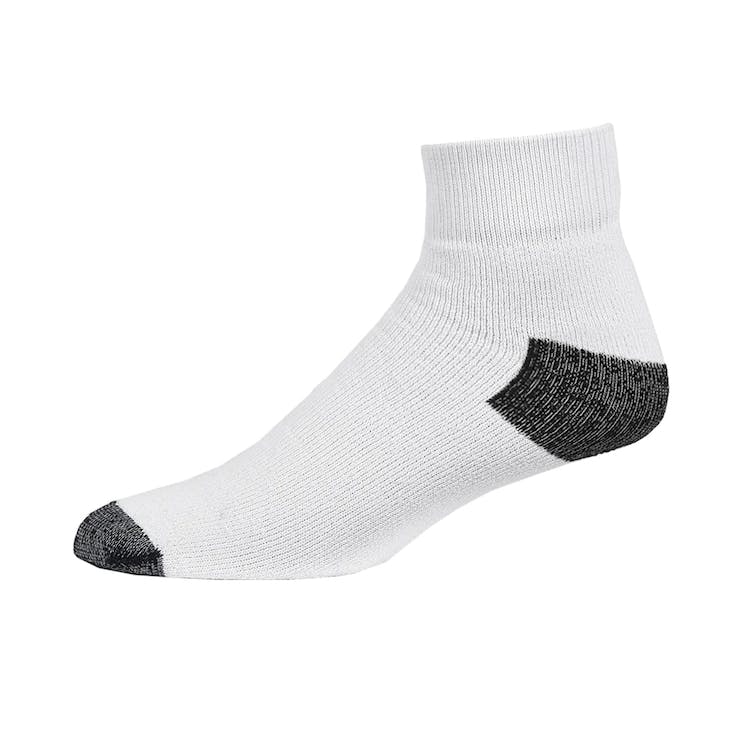 Adult Quarter Sports Socks - White with Black Size 9-11 2