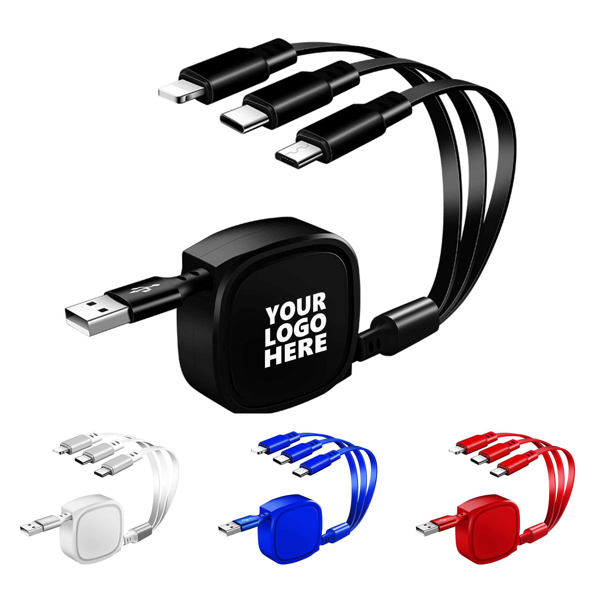 Compact 3-in-1 Cable ?C Retractable & Versatile Use 2