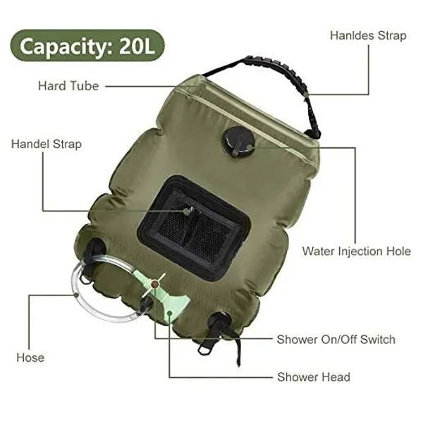 5 gallons/20L Solar Heating Camping Shower Bag 2