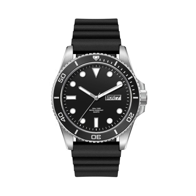 42.5MM, SS, SILVER CASE, BK BEZEL, 3-HAND MVT, DAY-DTE 3