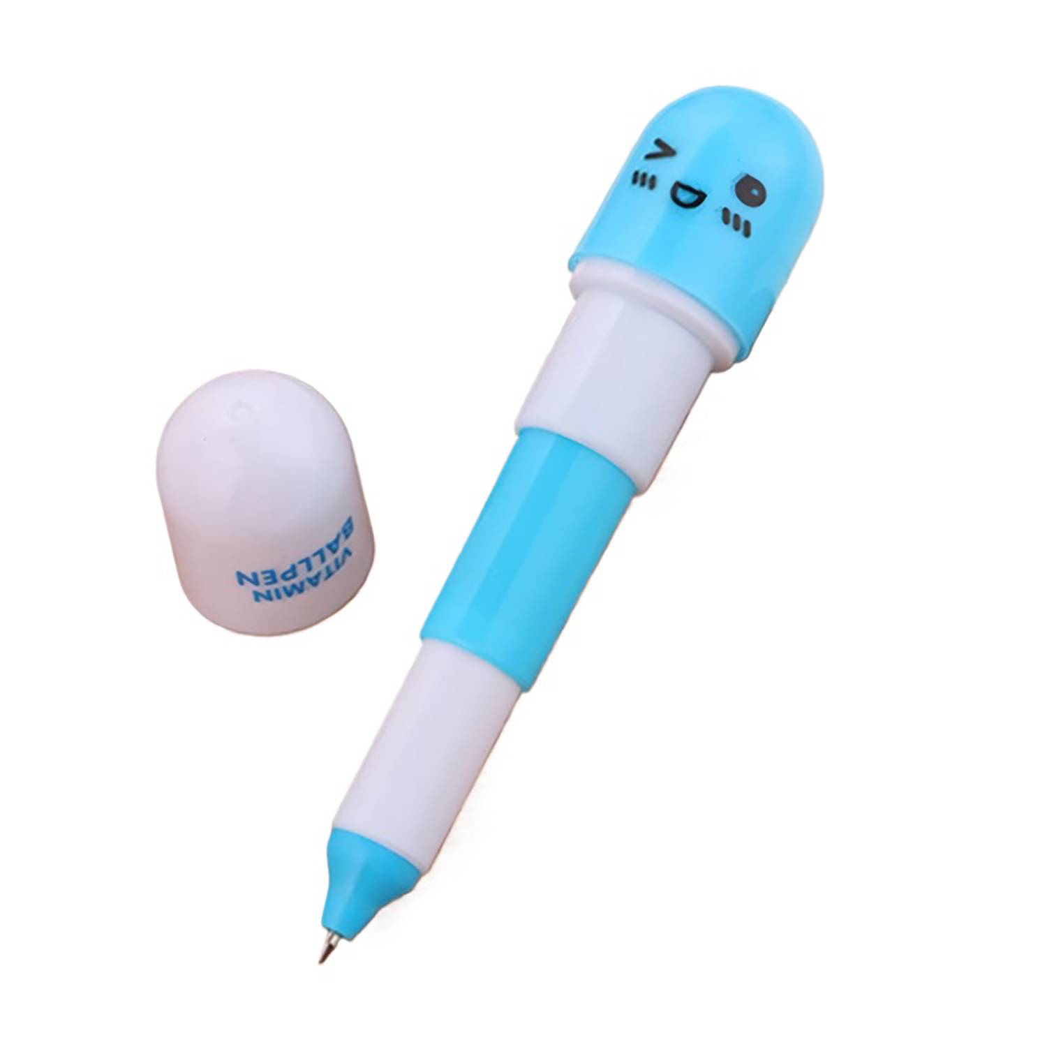 Retractable Capsule Shape Ballpoint Pen w/ Smiling Face 6