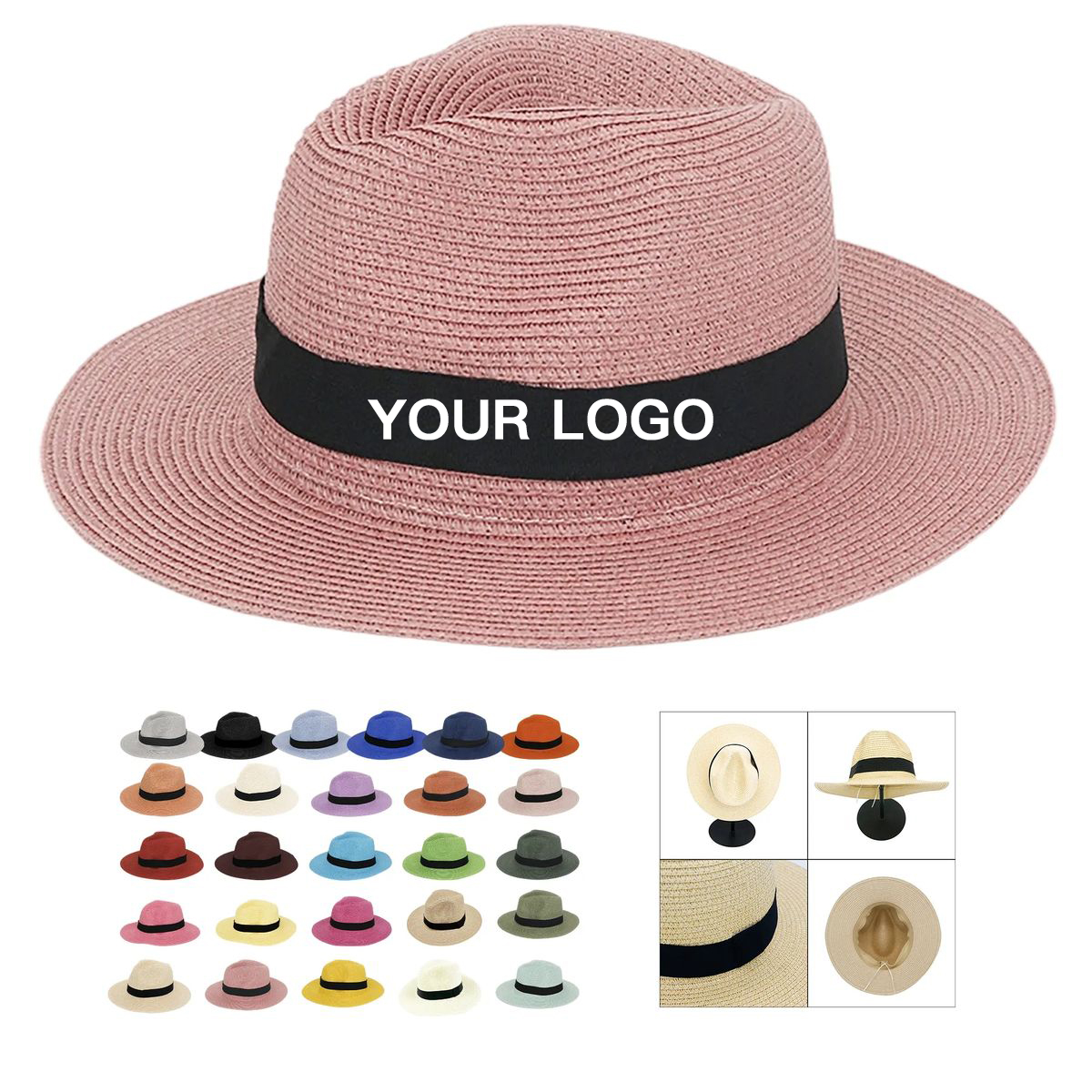 Custom Woven Straw Hat with Embroidery for Summer Fashion 4