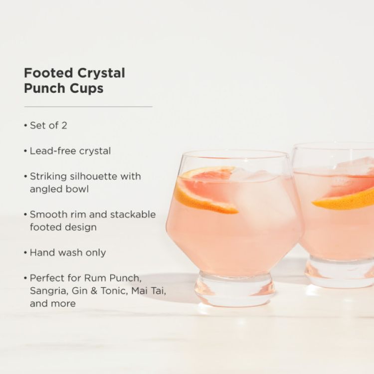 Viski® Footed Crystal Punch Cup, set of 2 2
