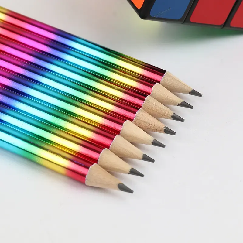 Rainbow Wooden Pencil With Eraser 10