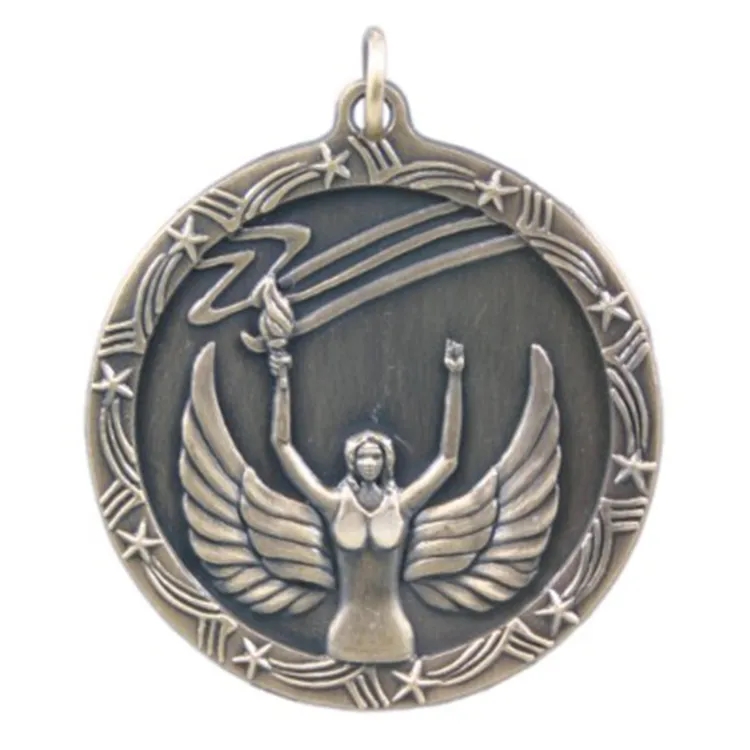 1 3/4" Antique Finish Shooting Star Medal-Victory 1