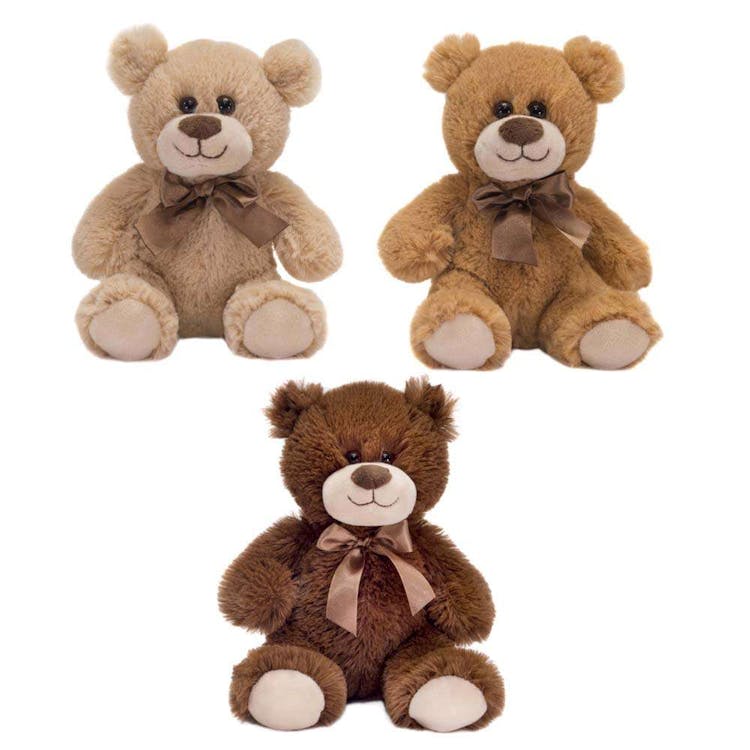 Sitting Brown Bears with Bow 3 Assorted - 9.5" 2