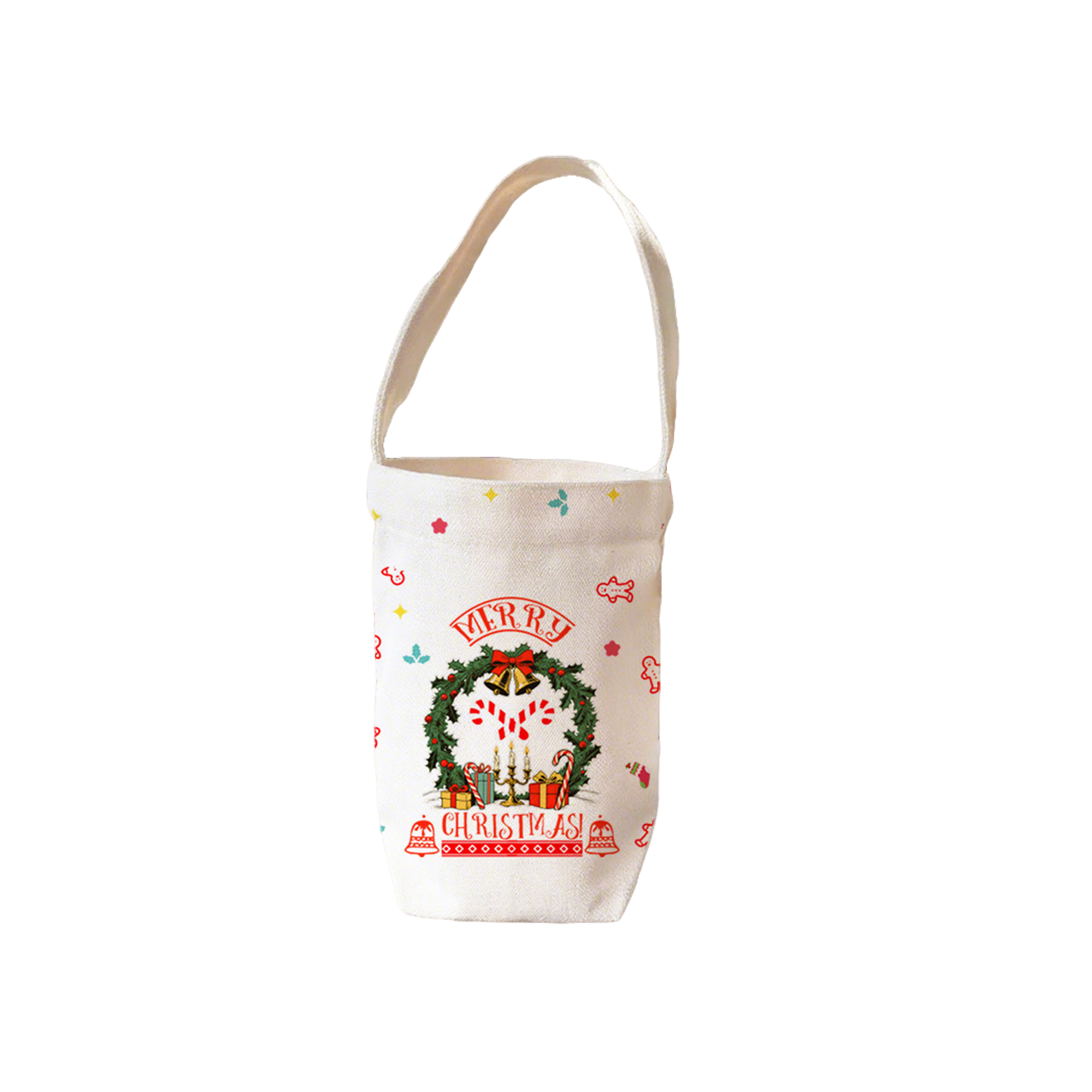 Holiday Hand Carry Canvas Gift Tote 4.8" Length X 7.9" Width X 3.2" Height 5