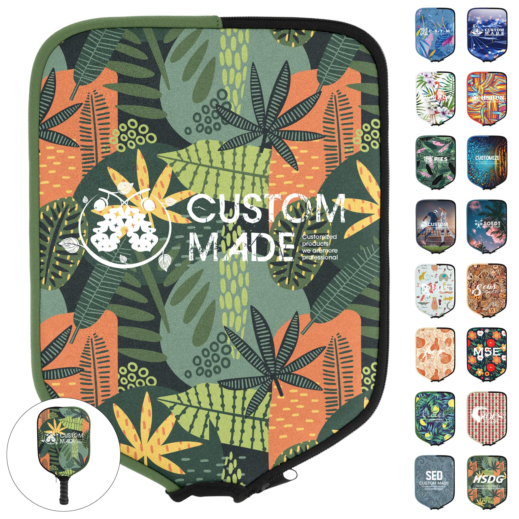 Dye Sublimation Neoprene Pickleball Paddle Cover 15