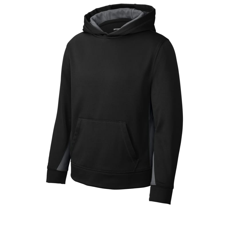 Sport-Tek Youth Sport-Wick Fleece Colorblock Hooded Pullover. 22
