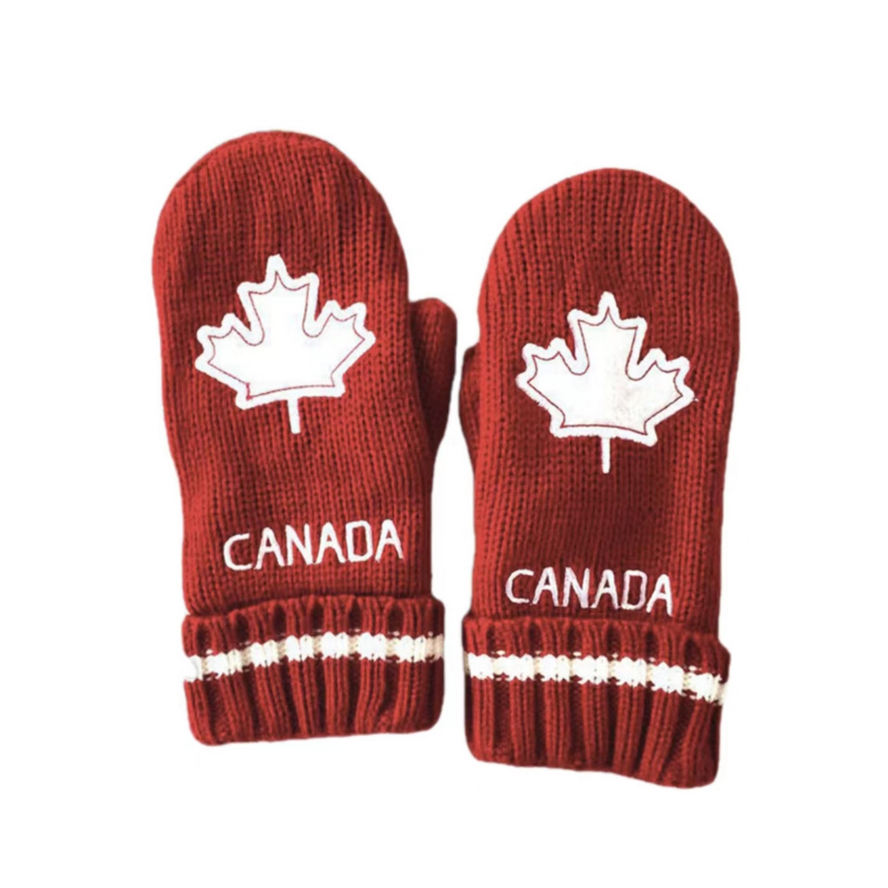 Acrylic Knit Mittens With Fleece Lining 2