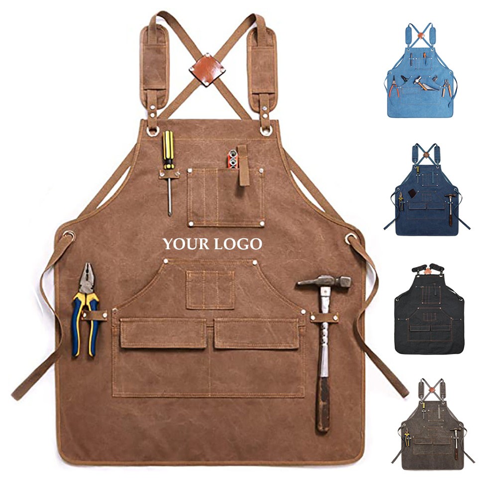 Waxed Canvas Tool Apron With Pockets 5