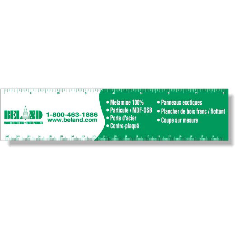 .040 White Matte Styrene Plastic 8" Rulers (1.875" x 8.25") square corners, full colour imprint