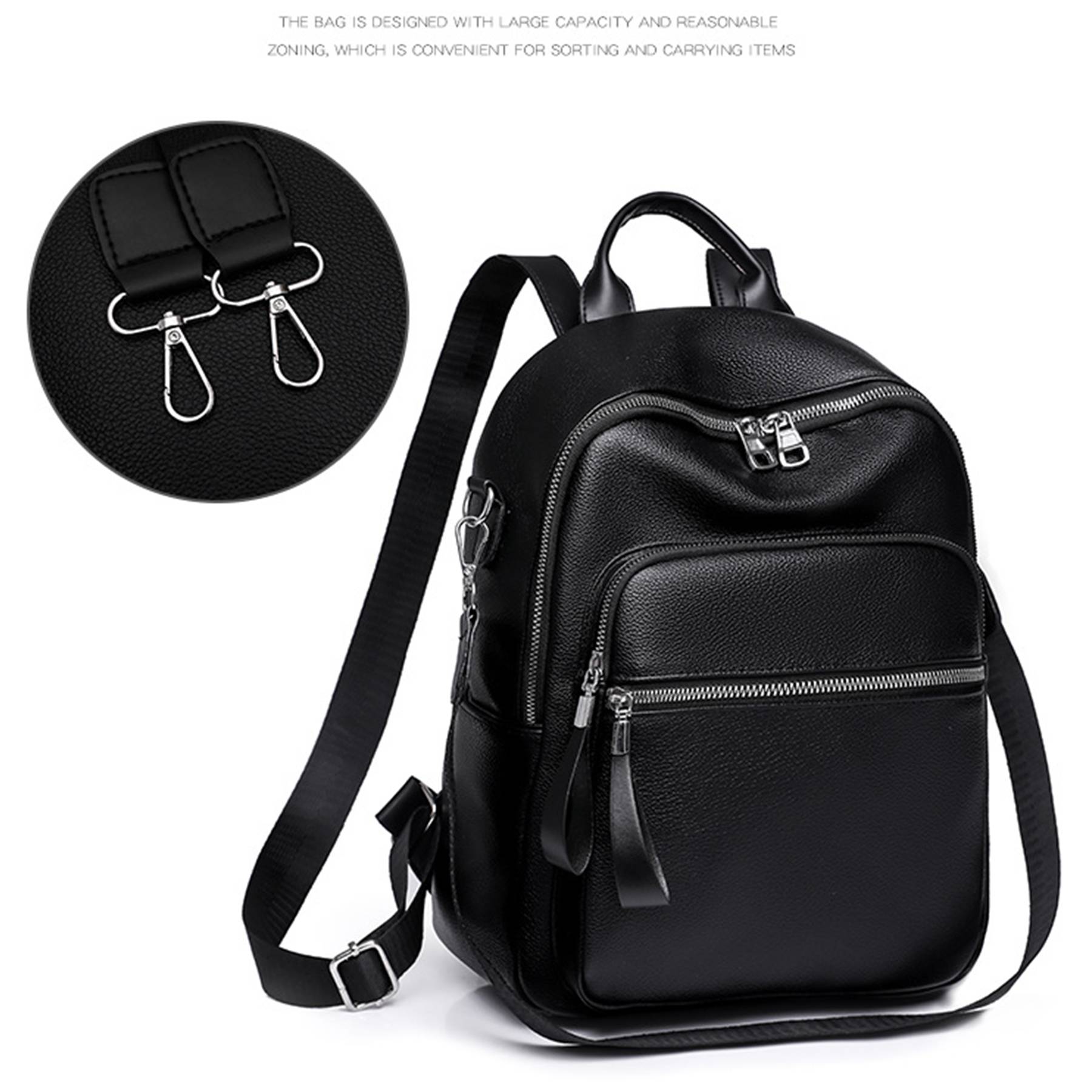 PU Leather Dual-use Casual Small Backpack Women 3