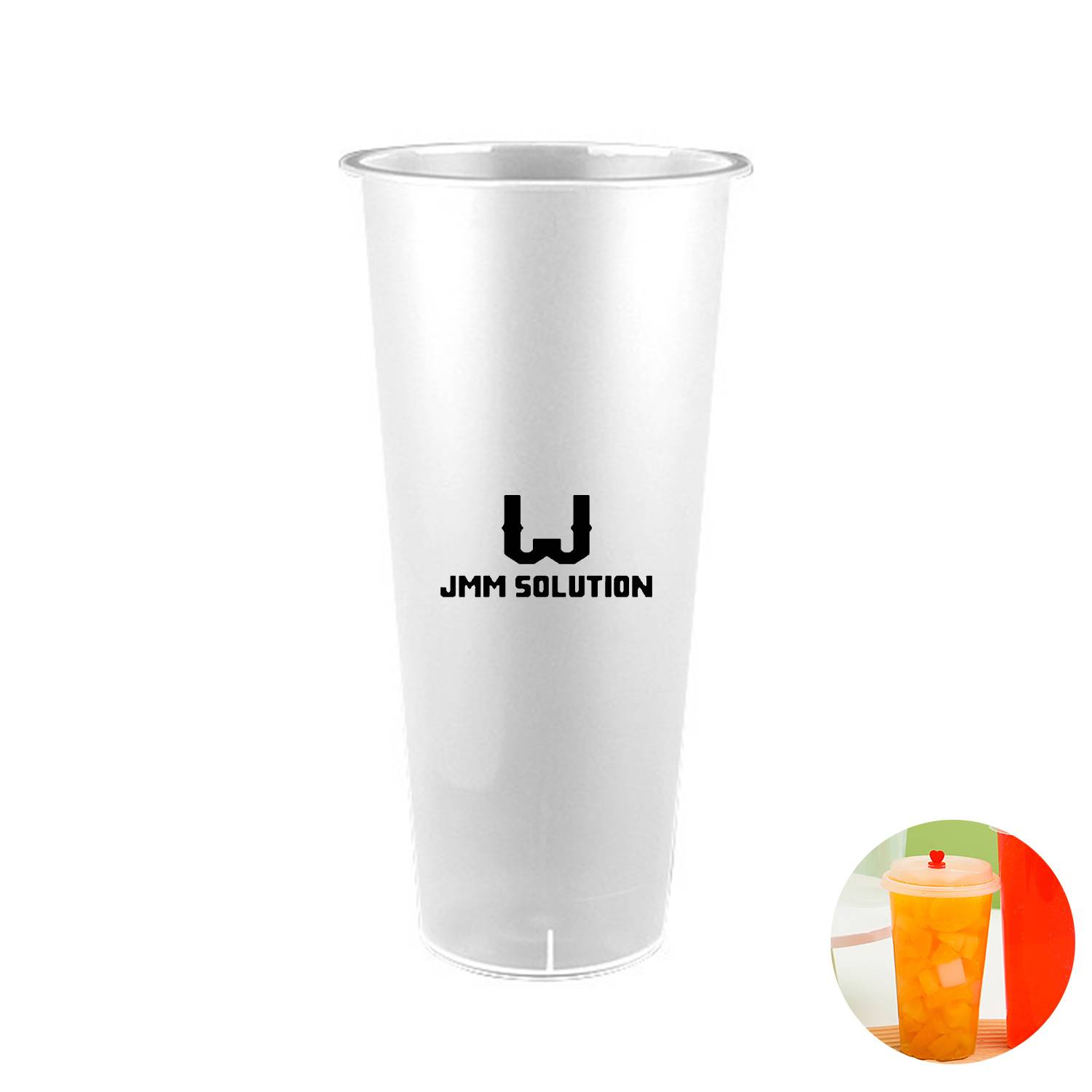 24OZ Convenient And Durable Disposable Plastic Cup W/ Lid