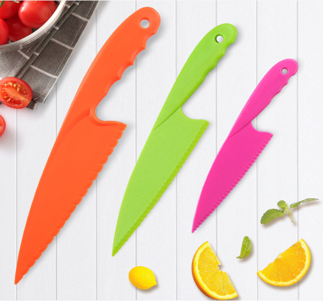 Safety Plastic Cake & Fruit Knife - 3 sets 3