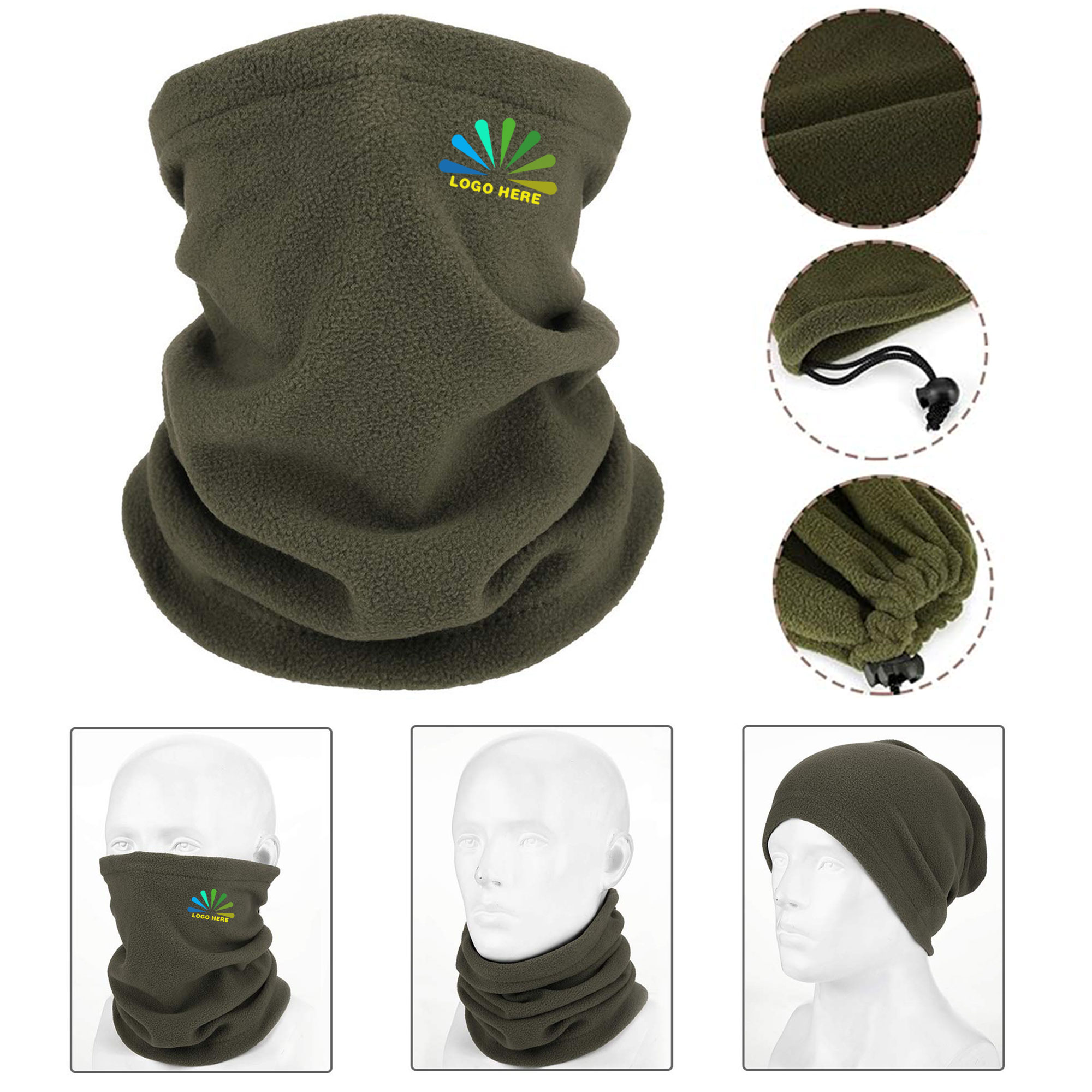 MOQ50 Winter Neck Warmer Face Ski Mask with Drawstring 2