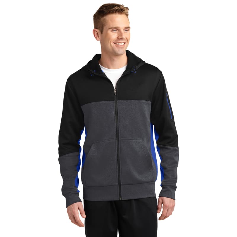 Sport-Tek Tech Fleece Colorblock Full-Zip Hooded Jacket. 21