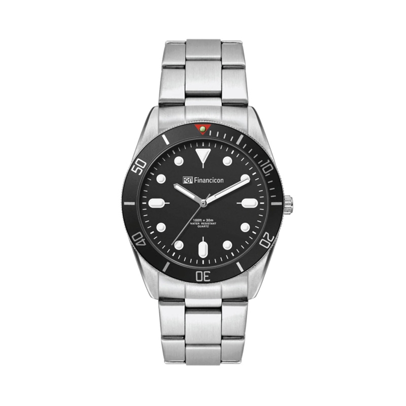 34MM, SILVER METAL CASE, BK BEZEL, 3-HAND MVT