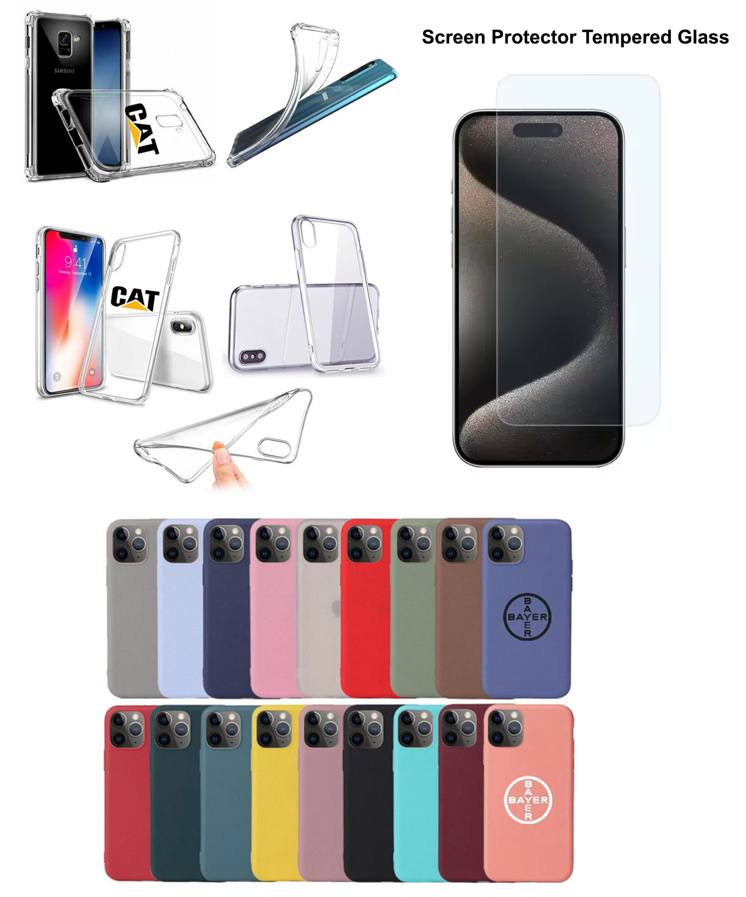 iBank ® iPhone15 Soft TPU Case + Screen Protector Tempered Glass 1
