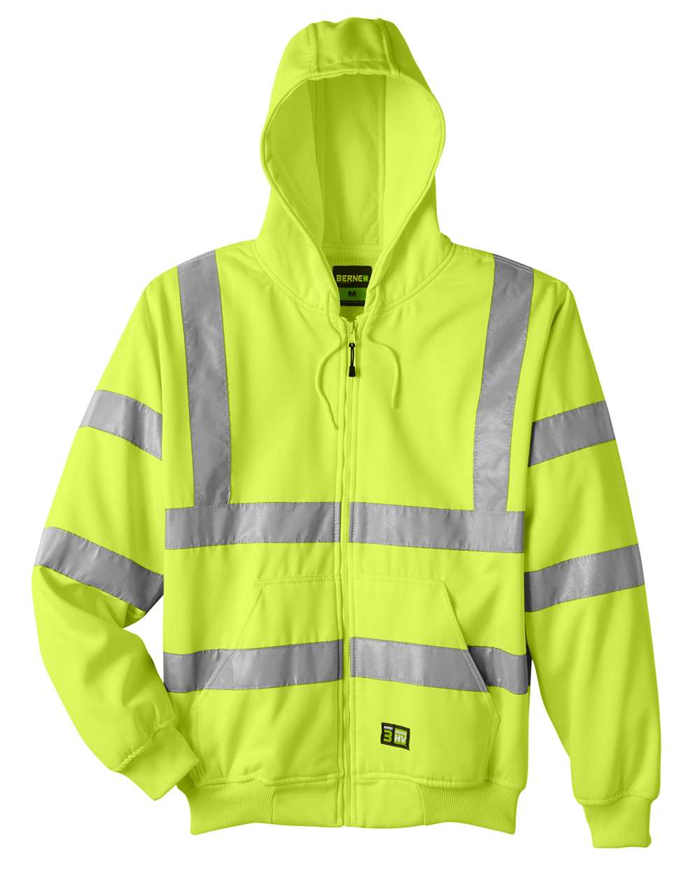 Men's Tall Hi-Vis Class 3 Lined Full-Zip Hooded Sweatshirt - HVF021T 2