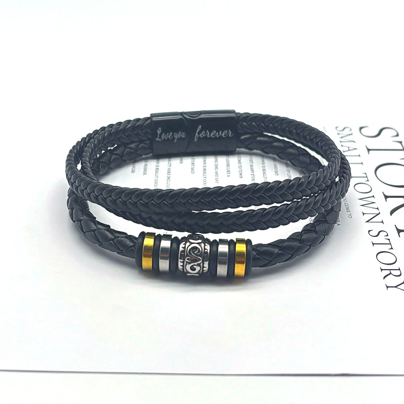 Multi-Layer Braided Leather Bracelet with Clasp 4
