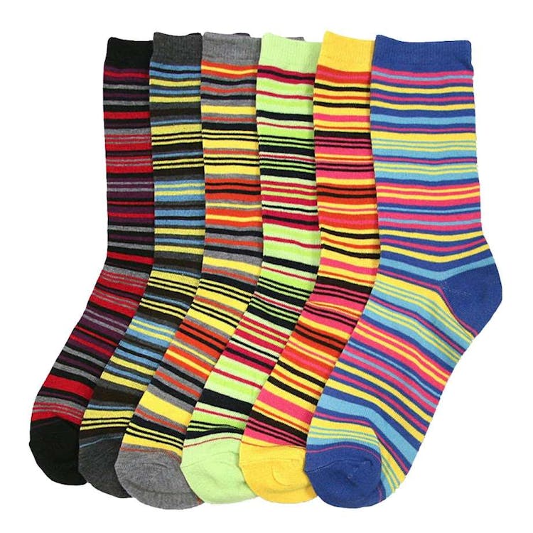 Women's Crew Socks - Assorted Striped Size 9-11 2