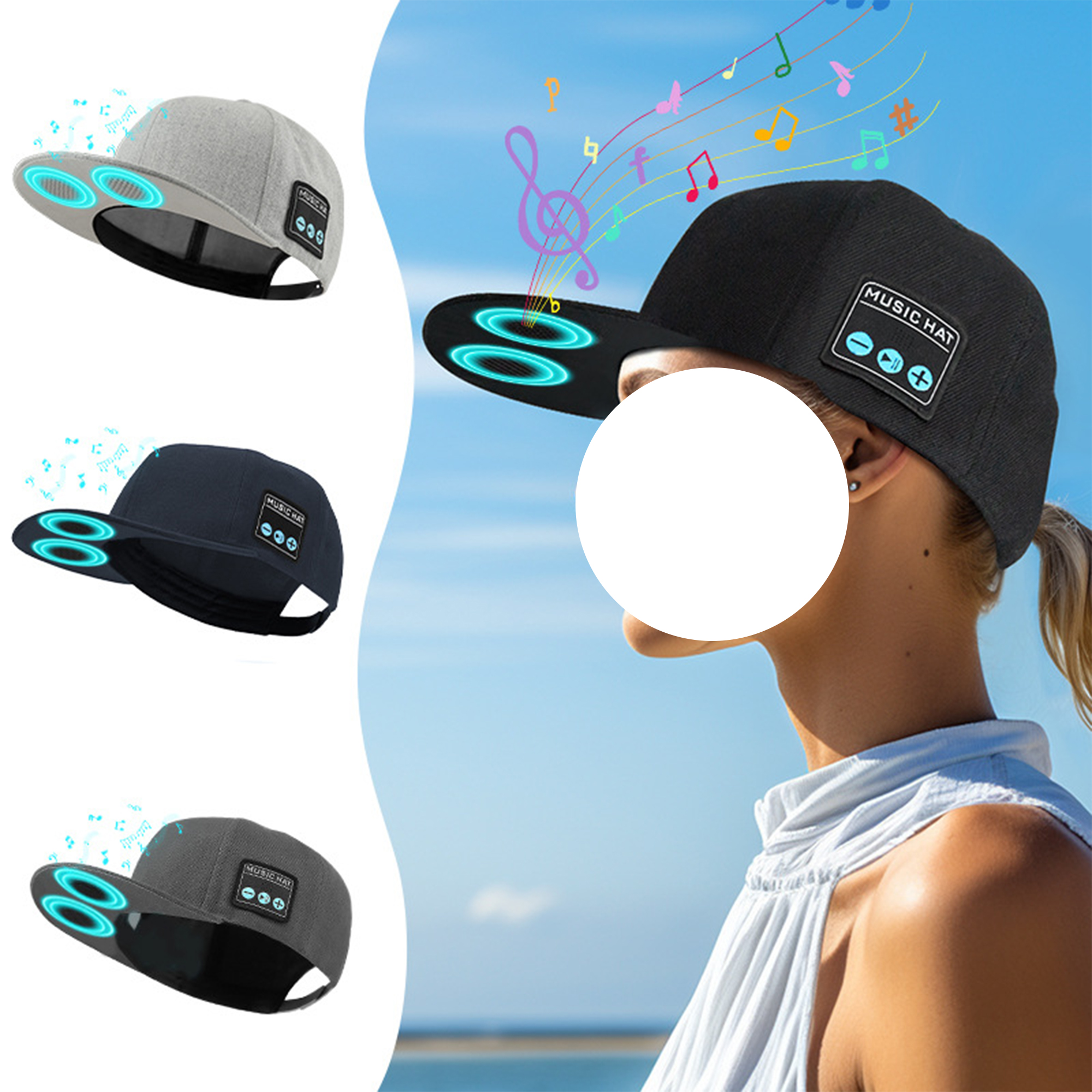 Stylish Wireless Speaker Hat with Built-in Dual Speakers 3