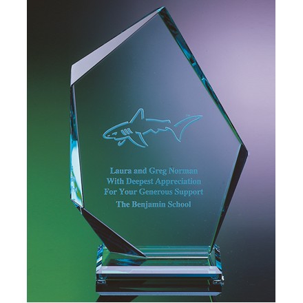 8 1/2" Peak Sculptured Jade Crystal Award