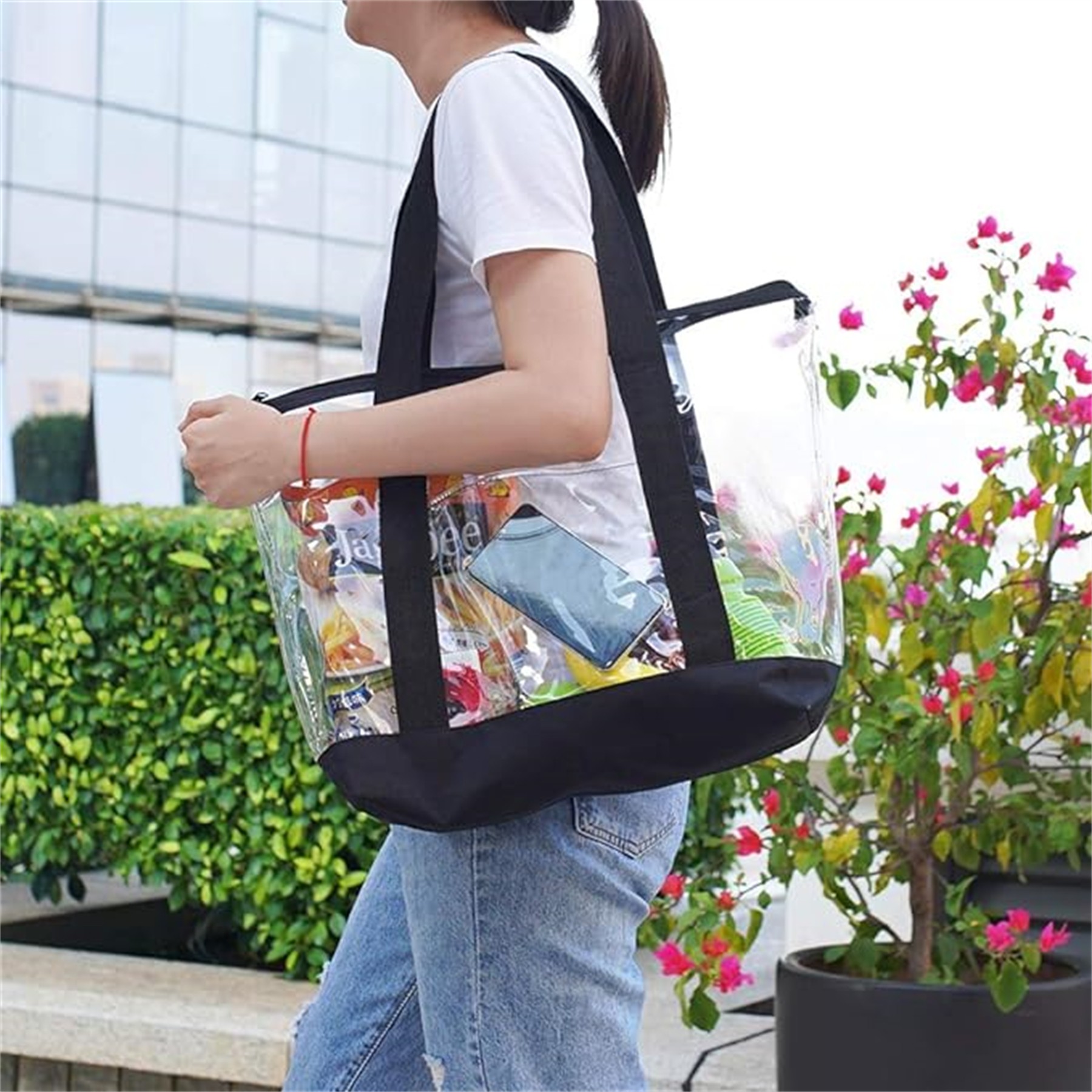 Large Clear Zippered Tote Bag 3