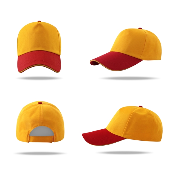 Stock 2-Tone Poly Cotton 5 Panel Cap, Hook-And-Loop Fastener 12
