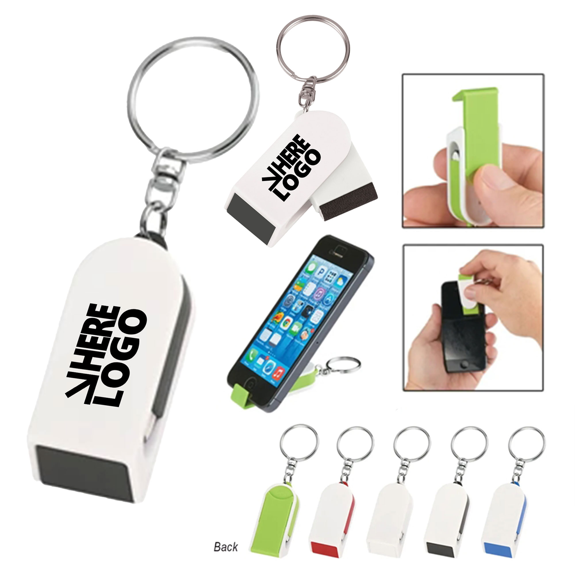 MOQ 20 Phone Stand Screen Cleaner Combo Key Tag 2