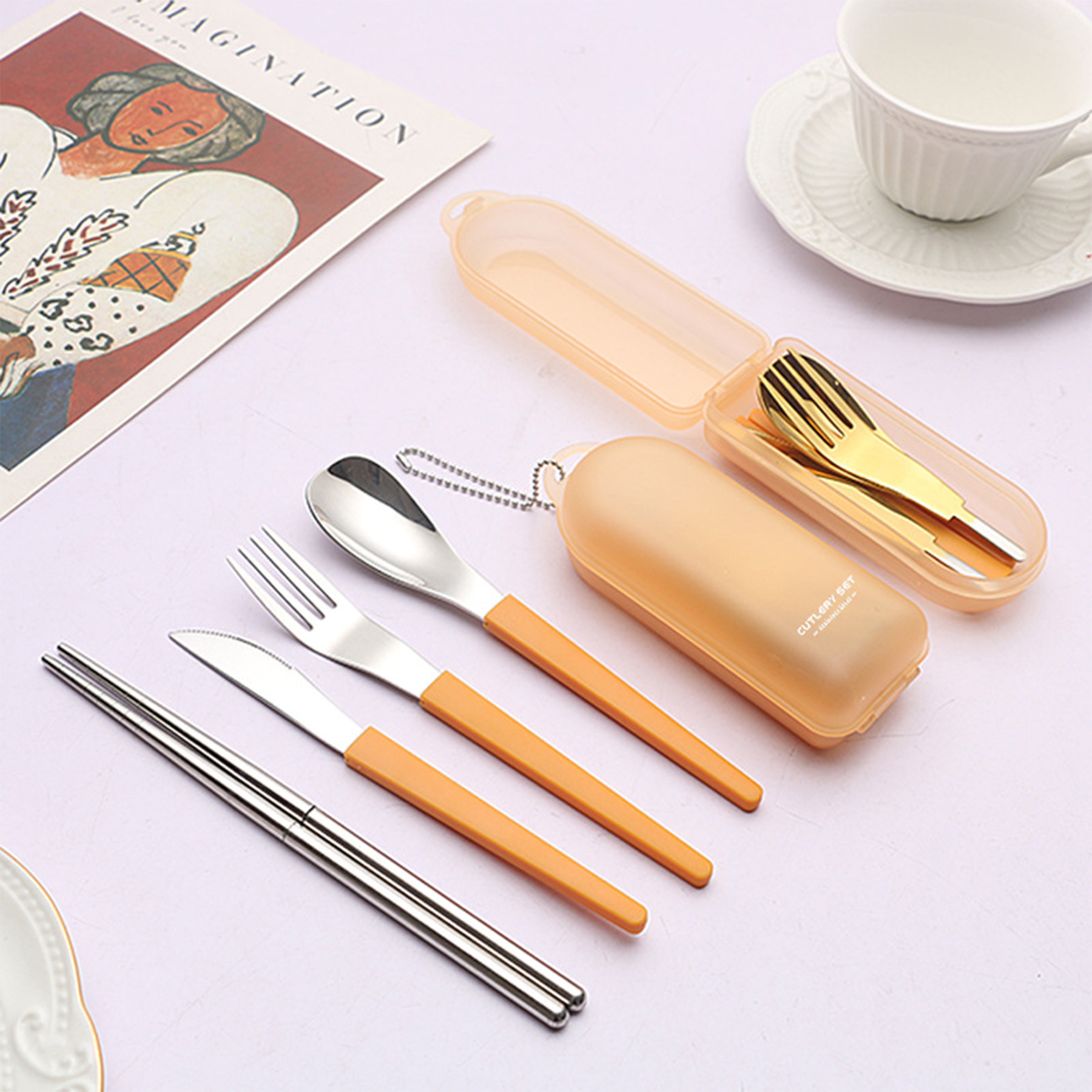 Folding Stainless Steel Cutlery Set with Case 2