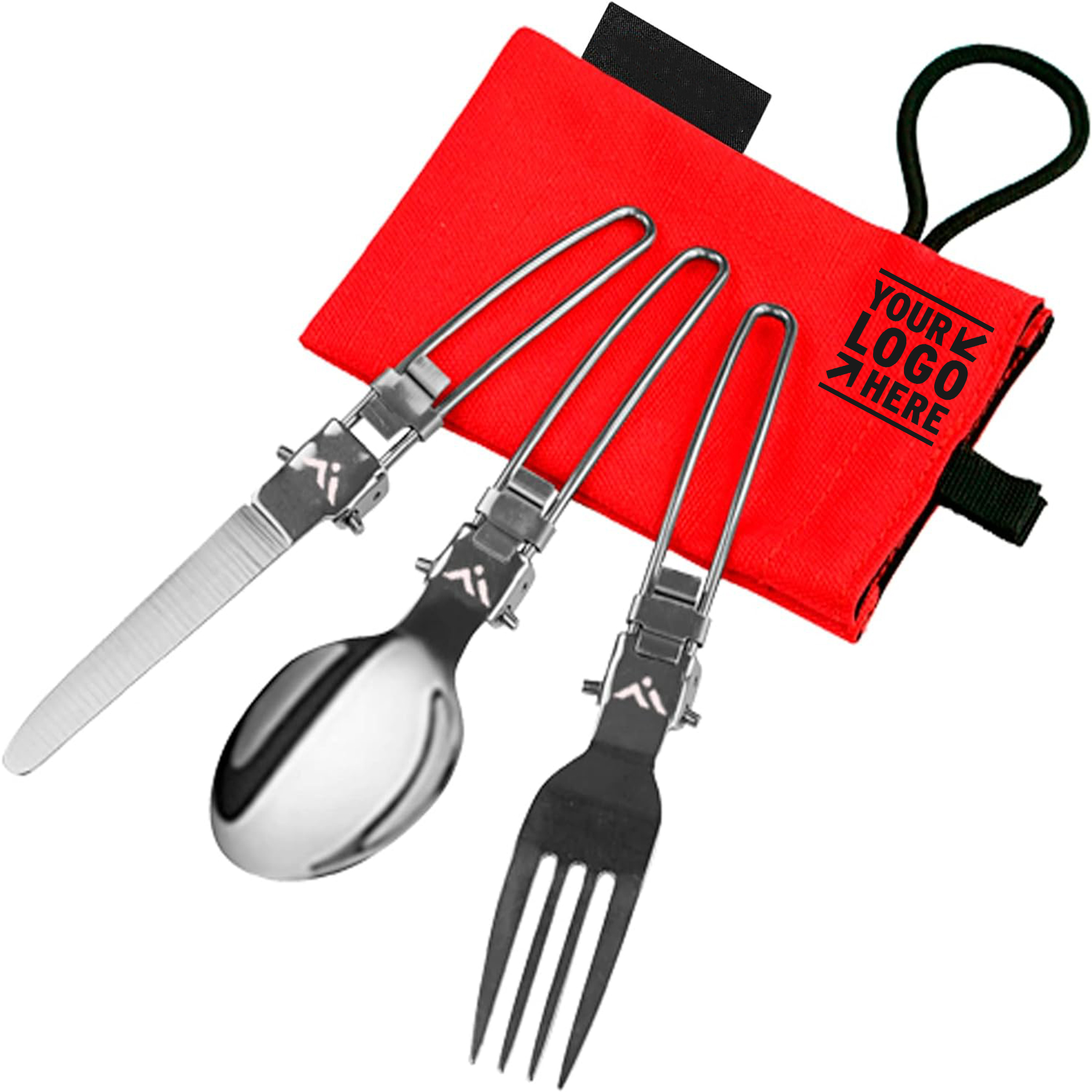 Hiking Foldable Fork Spoon Knife Camping Cutlery Set Metal Utensils With Case 2