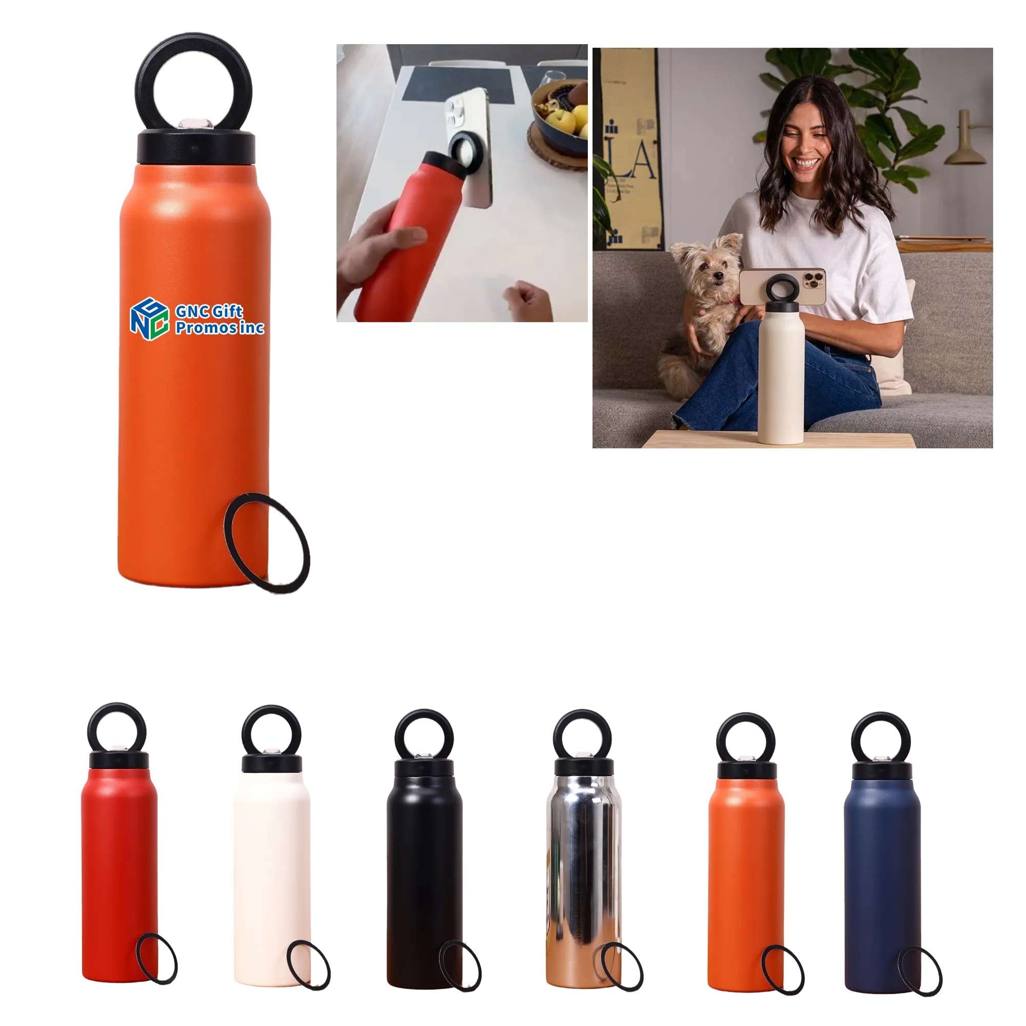 24OZ 304 Stainless Steel Vacuum Flask Magnetic Phone Holder 1