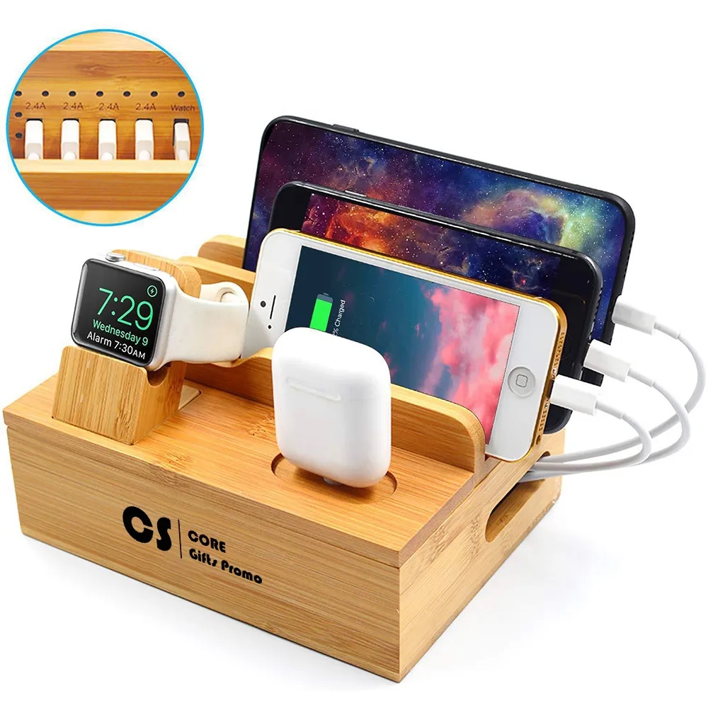 Bamboo Charging Station For Multi Device 1