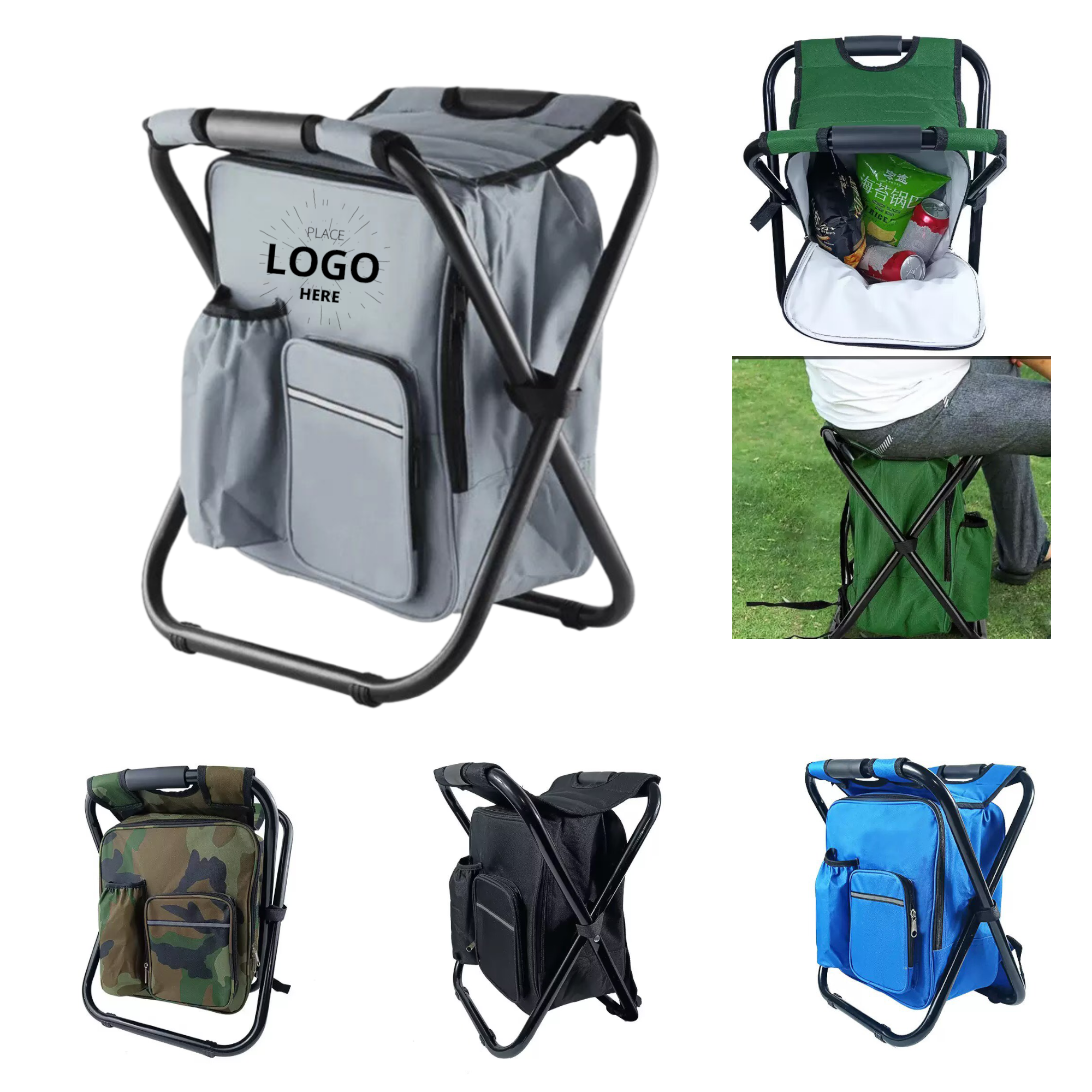3 In 1 Portable Backpack Camping Chair with Cooler Insulated 1